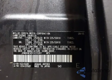 2015 Toyota Rav4 Limited z USA, uszkodzony, nr VIN JTMDFREV2FD171097